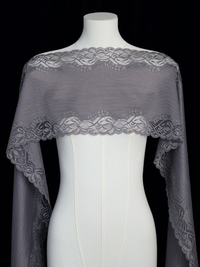 Эластичное кружево Э570п цвет графитово-лиловый