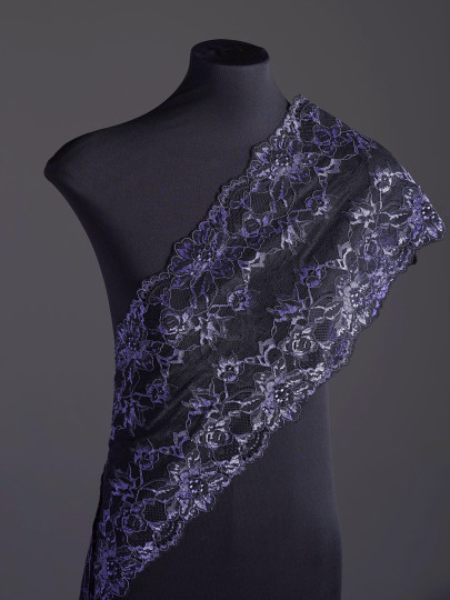 Эластичное кружево э725п чёрный, фиолетовый