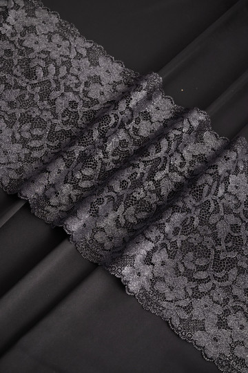 Эластичное кружево э716п цвет чёрный с люрексом