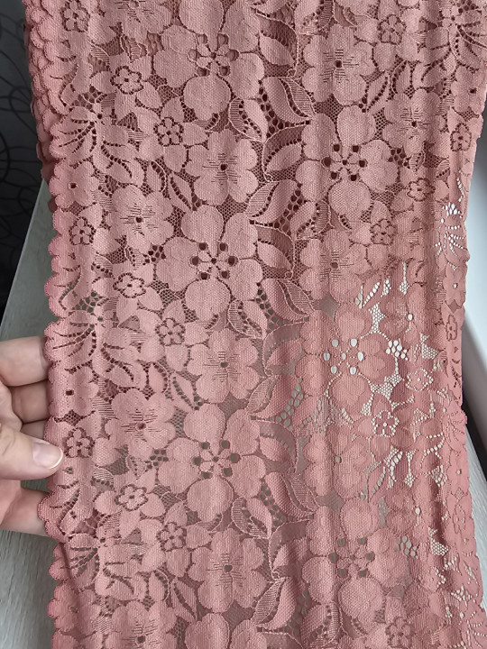 Эластичное кружево 1 цвет розово-терракотовый