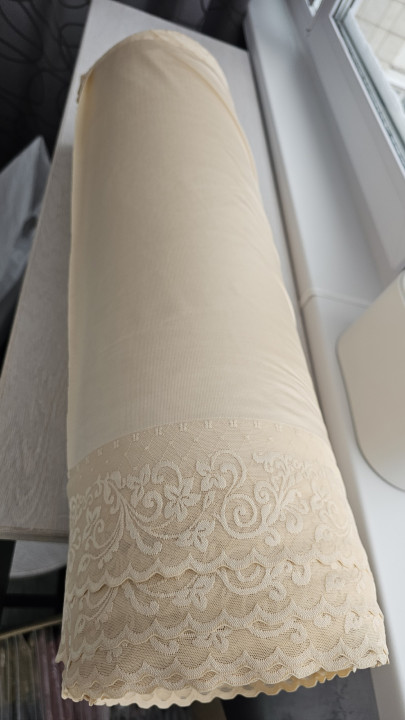 Отрез 0,8м Микрофибра утяжка с кружевом Э711п плотная, тяжёлая, упругая, цвет светло-песочный