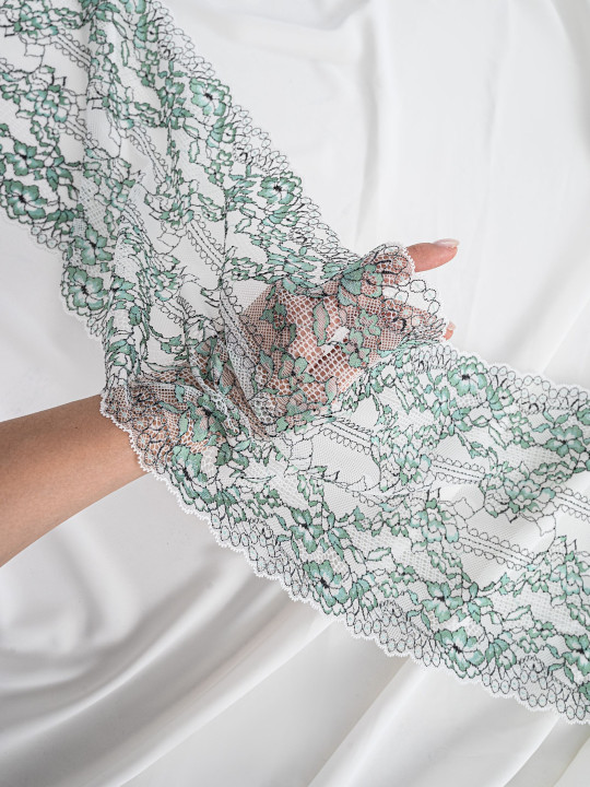 Эластичное кружево 718п белый, мятный