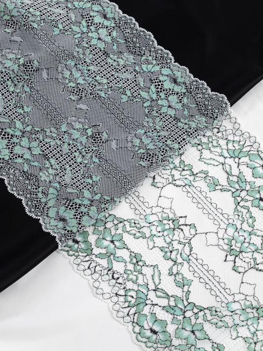 Эластичное кружево 718п белый, мятный