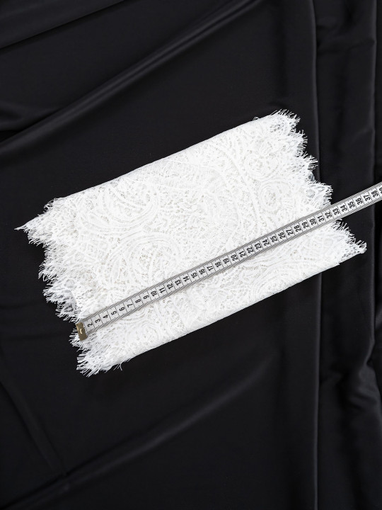 Кружево с ресничками шантильи Р421 (цена за купон 290см*32см) белый