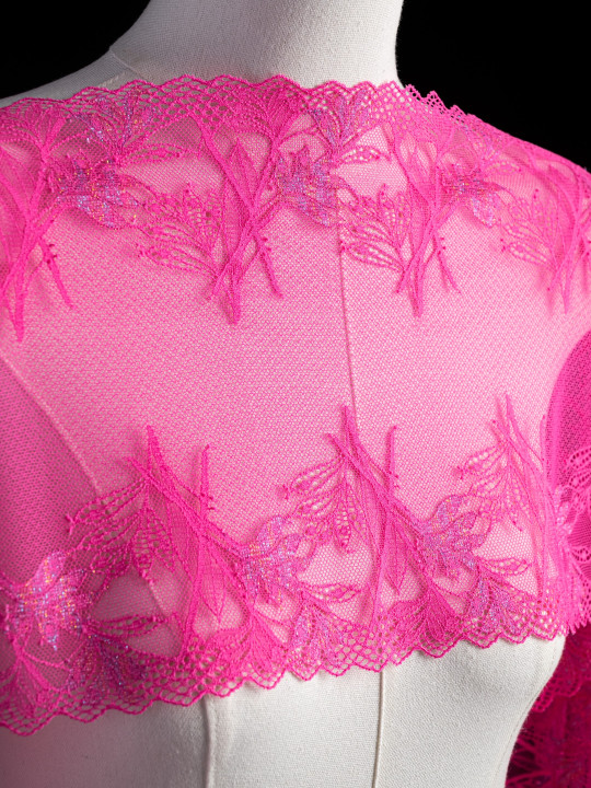 Эластичное кружево Э656п цвет фуксия, люрекс