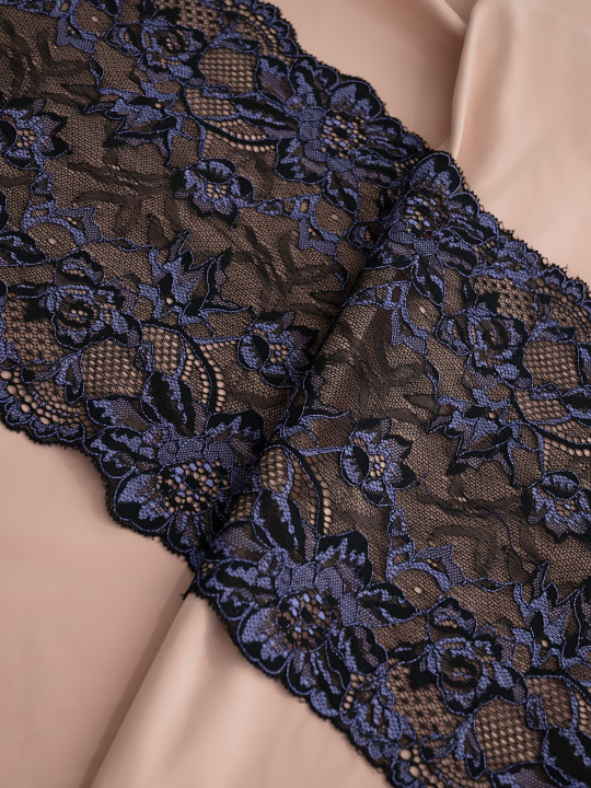 Эластичное кружево э725п чёрный, фиолетовый