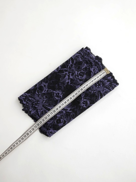 Эластичное кружево э725п чёрный, фиолетовый