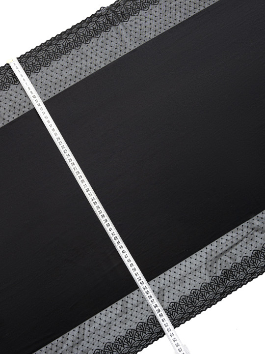 Микрофибра утяжка с кружевом Э713п плотная, тяжёлая, упругая, цвет чёрный