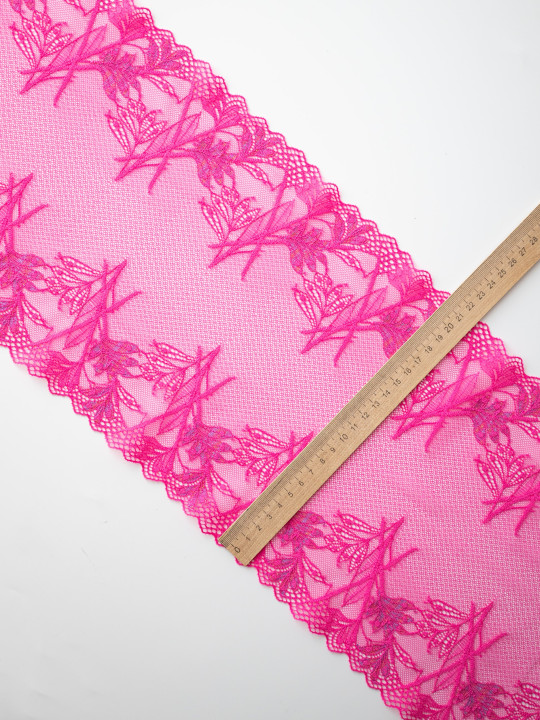 Эластичное кружево Э656п цвет фуксия, люрекс