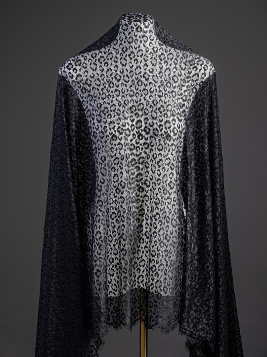 Отрезы Кружево с ресничками шантильи Р410 чёрный леопард