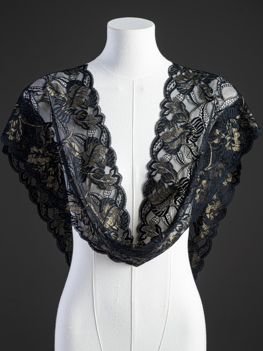 Эластичное кружево Э709п цвет чёрный с люрексом