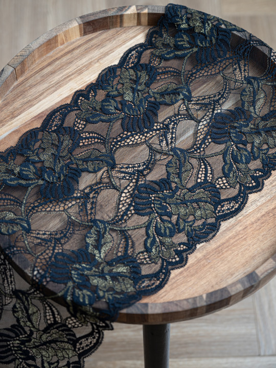 Эластичное кружево Э709п цвет чёрный с люрексом