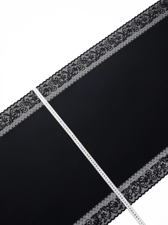 Эластичное кружево Э710п плотное, тяжёлое, упругое, цвет чёрный