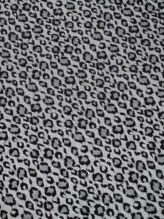 Отрезы Кружево с ресничками шантильи Р410 чёрный леопард