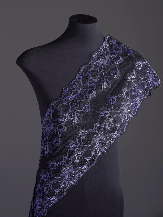 Эластичное кружево э725п чёрный, фиолетовый