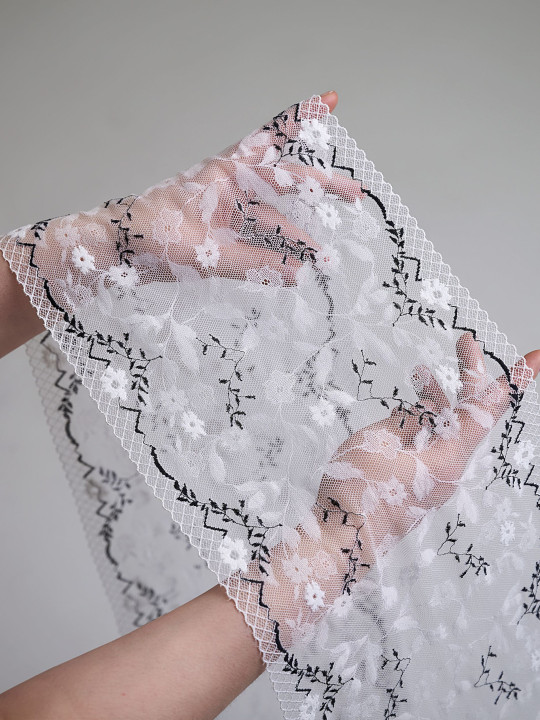 Эластичное кружево э739п белый, чёрный