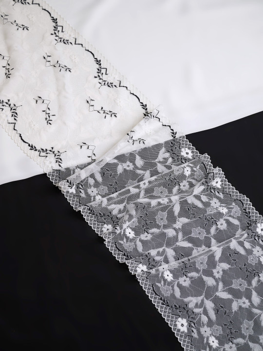 Эластичное кружево э739п белый, чёрный