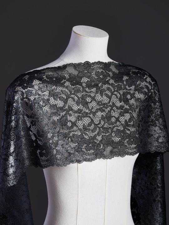 Эластичное кружево э716п цвет чёрный с люрексом