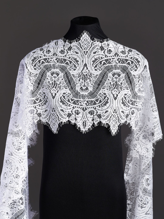 Кружево с ресничками шантильи Р421 (цена за купон 290см*32см) белый