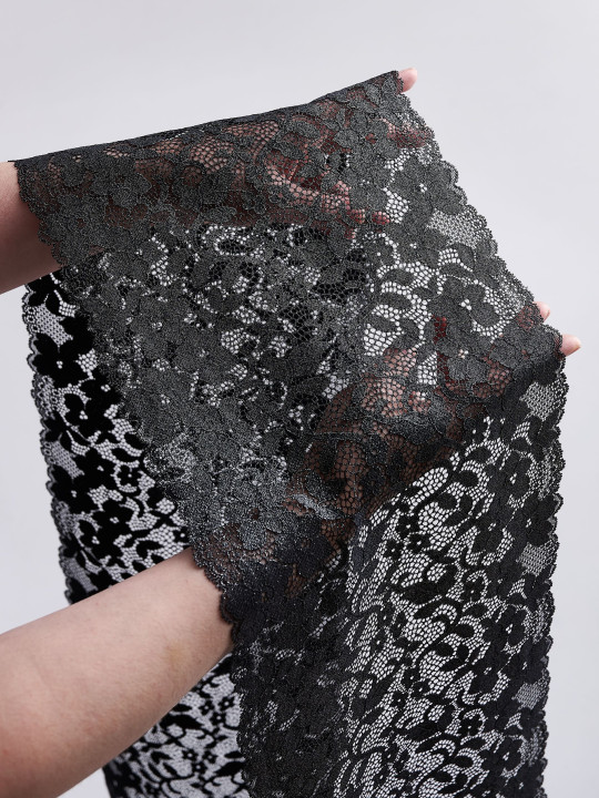 Эластичное кружево э716п цвет чёрный с люрексом