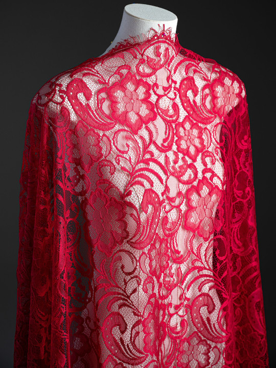 Кружево с ресничками шантильи Р428 (цена за купон 73см*290см) винный