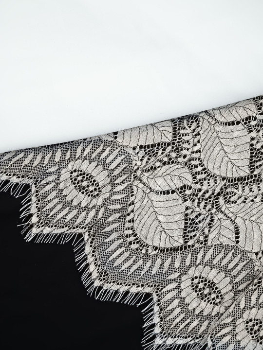 Кружево с ресничками шантильи Р429 (цена за купон 73см*280см) сумрачный белый