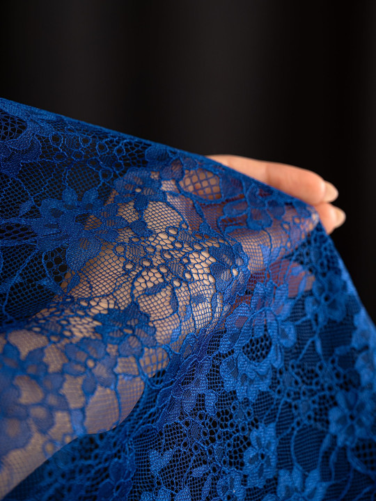 Кружево с ресничками шантильи Р427 (цена за купон 28см*270см) васильковый