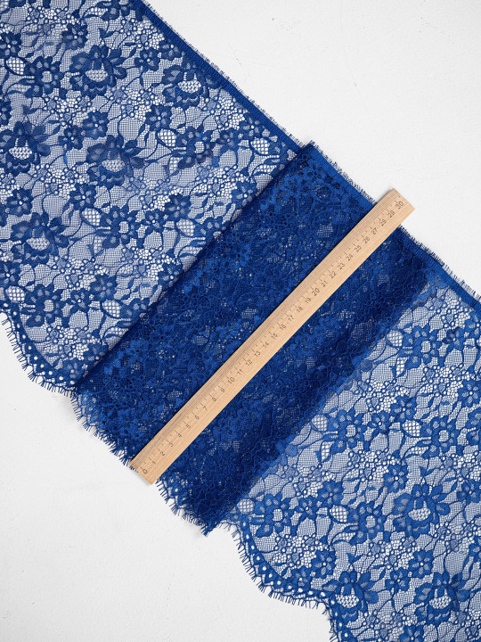 Кружево с ресничками шантильи Р427 (цена за купон 28см*270см) васильковый