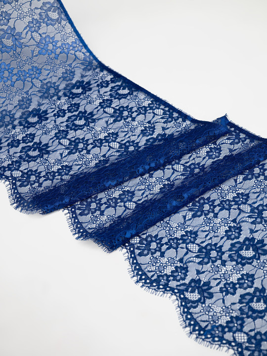 Кружево с ресничками шантильи Р427 (цена за купон 28см*270см) васильковый