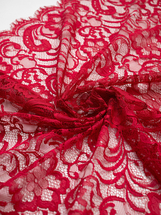 Кружево с ресничками шантильи Р428 (цена за купон 73см*290см) винный