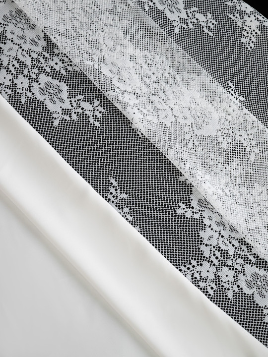 Кружево с ресничками шантильи Р433 (цена за купон 125см*150см) молочный