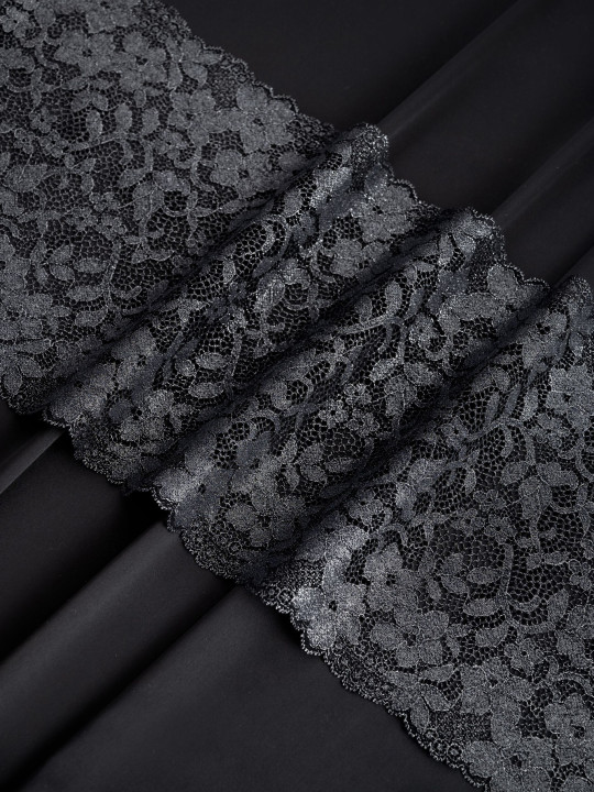 Эластичное кружево э716п цвет чёрный с люрексом