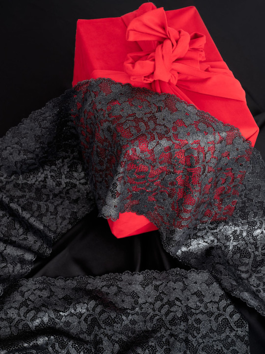 Эластичное кружево э716п цвет чёрный с люрексом