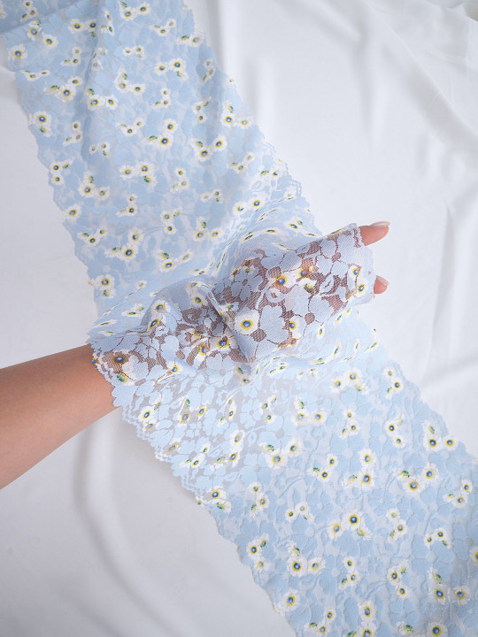 Эластичное кружево э721п цвет голубой