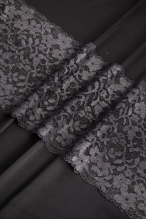 Эластичное кружево 714п цвет чёрный с люрексом