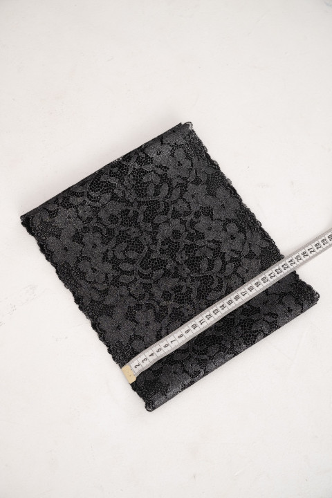 Эластичное кружево 714п цвет чёрный с люрексом